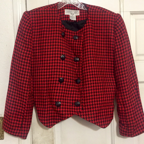 Cute double-breasted short houndstooth jacket. - Picture 1 of 3